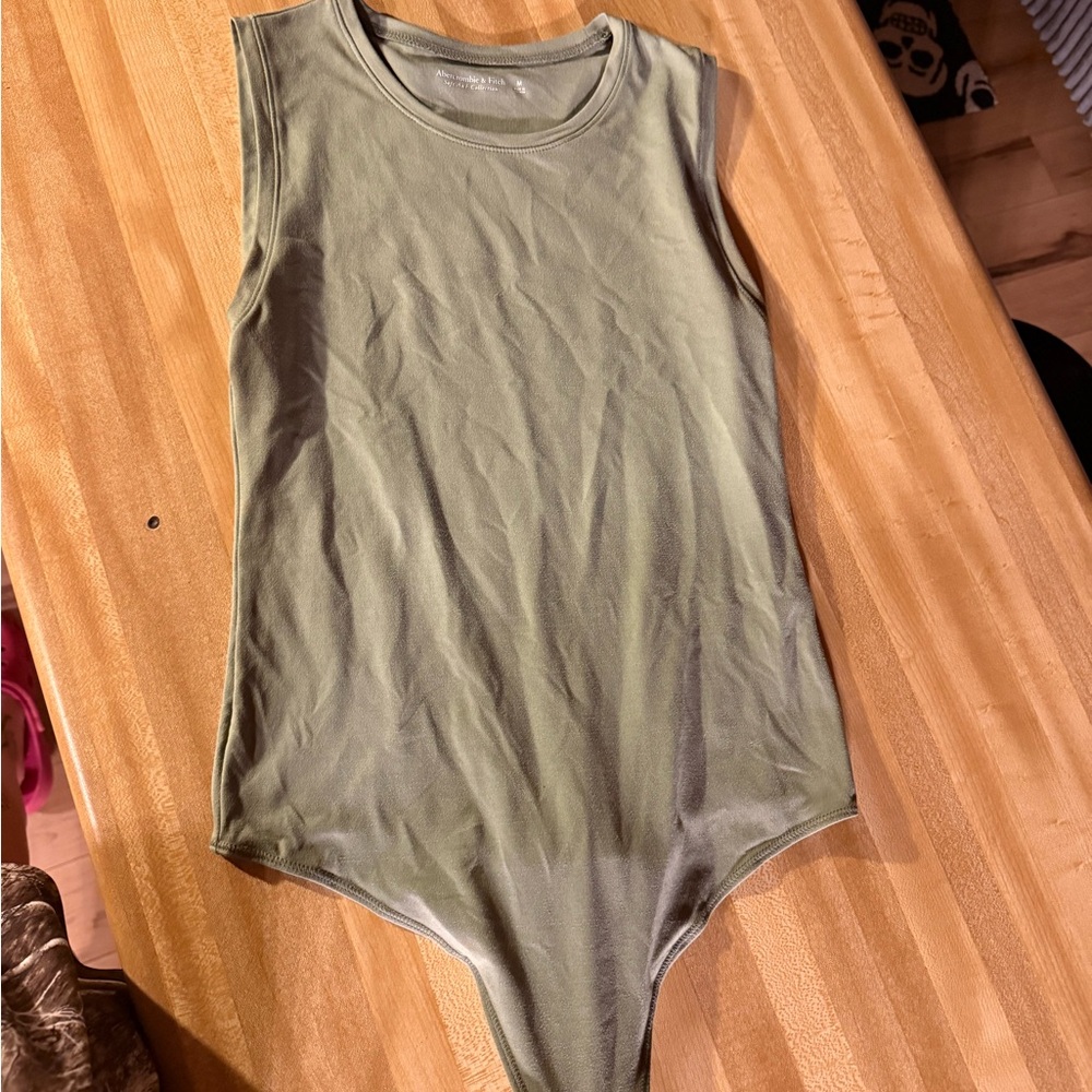 Abercrombie & Fitch Olive Green Scoop Neck Bodysuit
